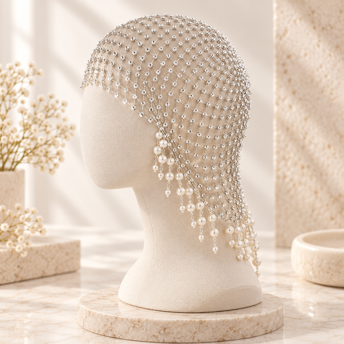 Pearl Mesh Head Scarf for Everyday Styling