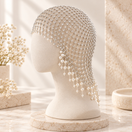 Pearl Mesh Head Scarf for Everyday Styling