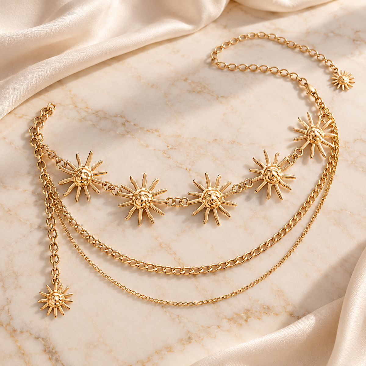 Gold Sunflower Adjustable Waist Chain for Dresses