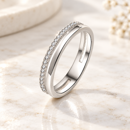 Double Row Zircon Ring for Everyday Styling