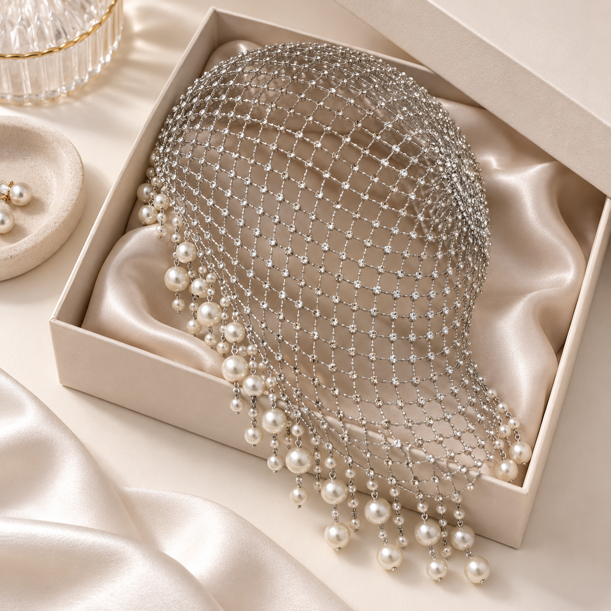 Pearl Mesh Head Scarf for Everyday Styling