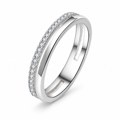 Double Row Zircon Ring for Everyday Styling