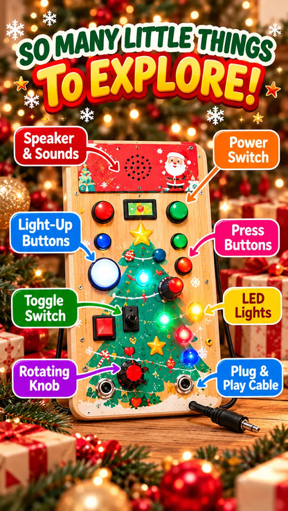 Christmas Wooden LED Busy Board – Interactive Sensory Learning Toy