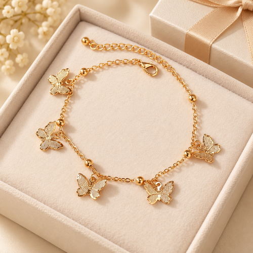 Gold Butterfly Charm Bracelet for Everyday Styling