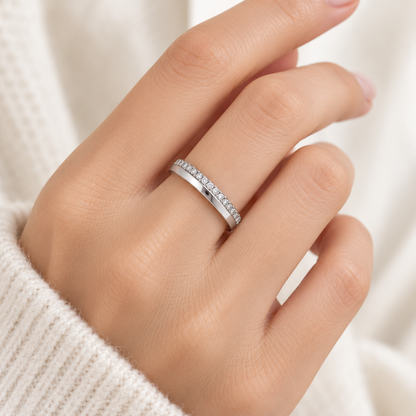 Double Row Zircon Ring for Everyday Styling