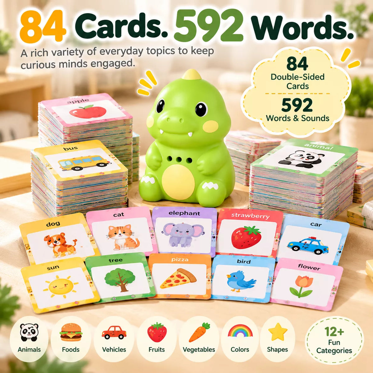 Talking Flash Cards Learning Toy – Interactive Vocabulary Reader for Kids