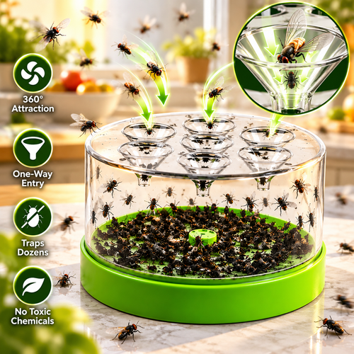 Reusable Fly Trap with Multi-Entry Funnel Design