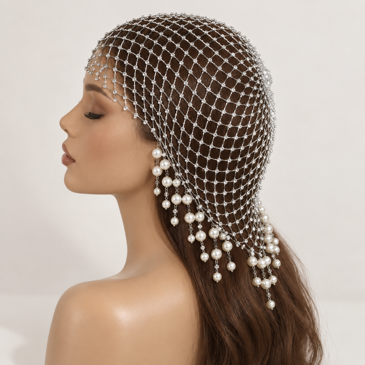 Pearl Mesh Head Scarf for Everyday Styling