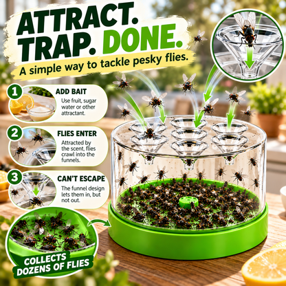 Reusable Fly Trap with Multi-Entry Funnel Design