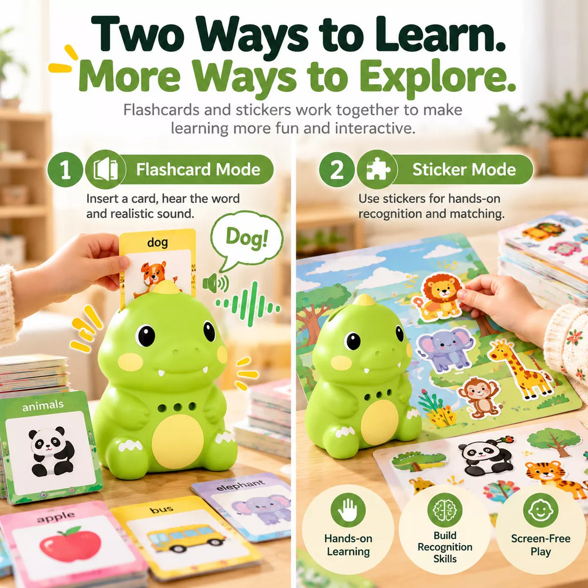 Talking Flash Cards Learning Toy – Interactive Vocabulary Reader for Kids