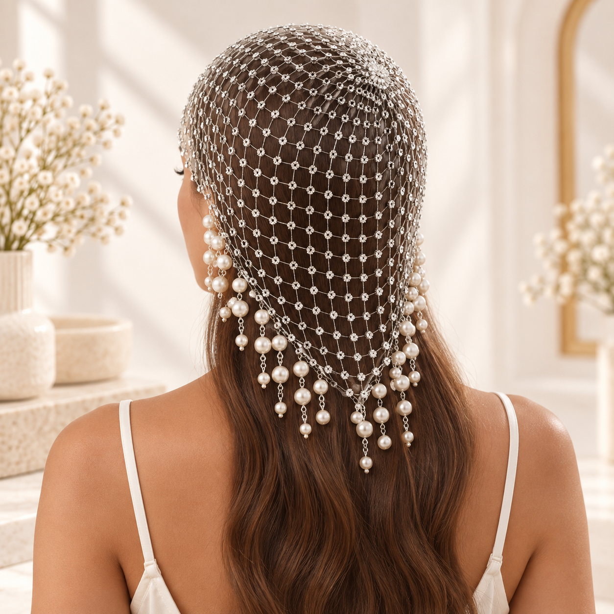 Pearl Mesh Head Scarf for Everyday Styling