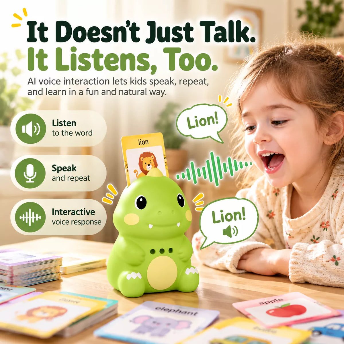 Talking Flash Cards Learning Toy – Interactive Vocabulary Reader for Kids