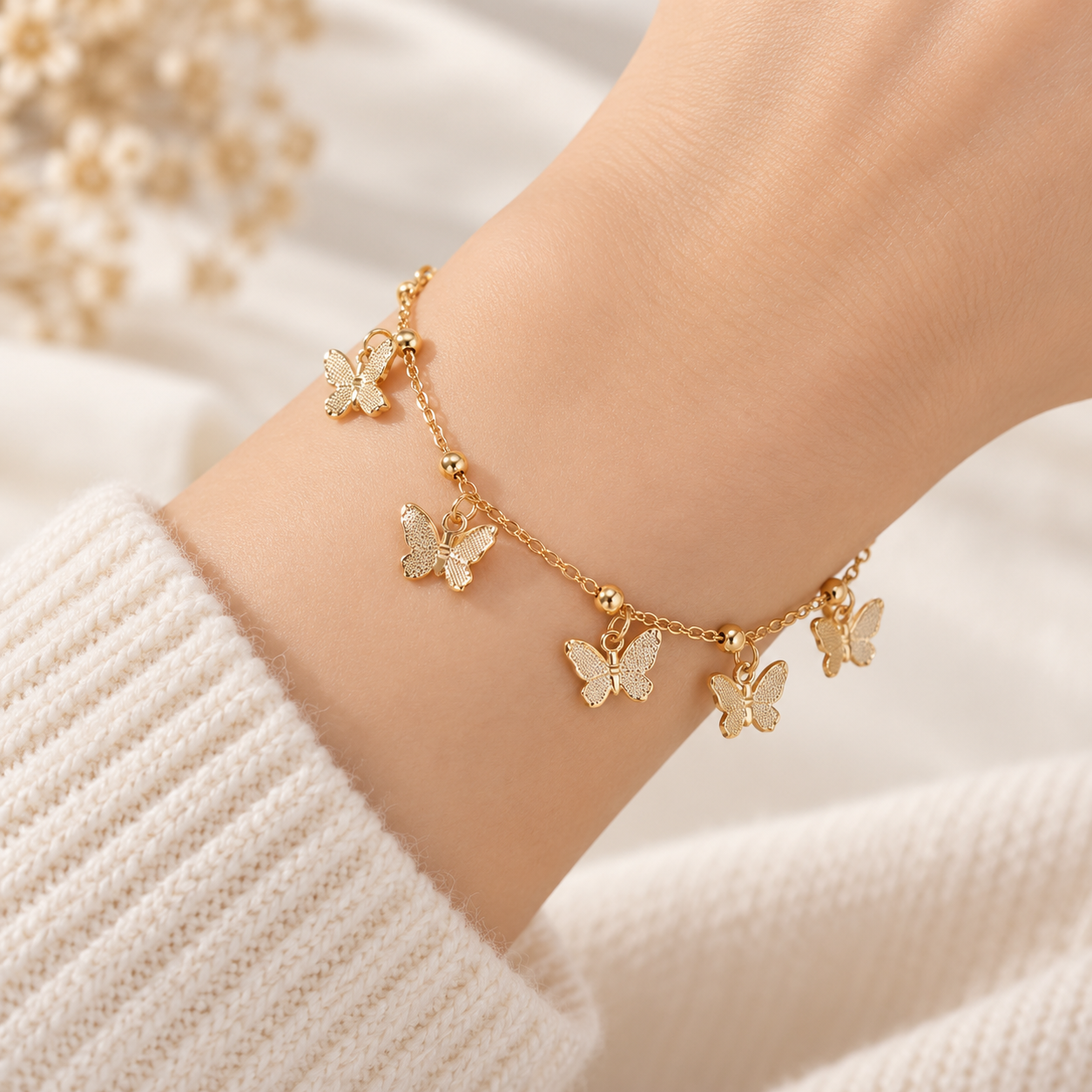 Gold Butterfly Charm Bracelet for Everyday Styling