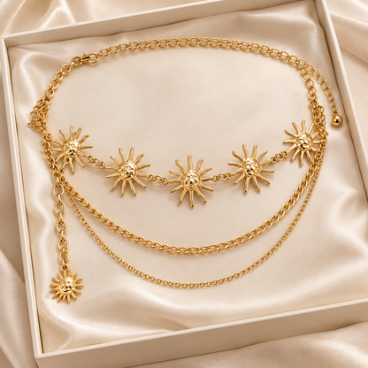 Gold Sunflower Adjustable Waist Chain for Dresses