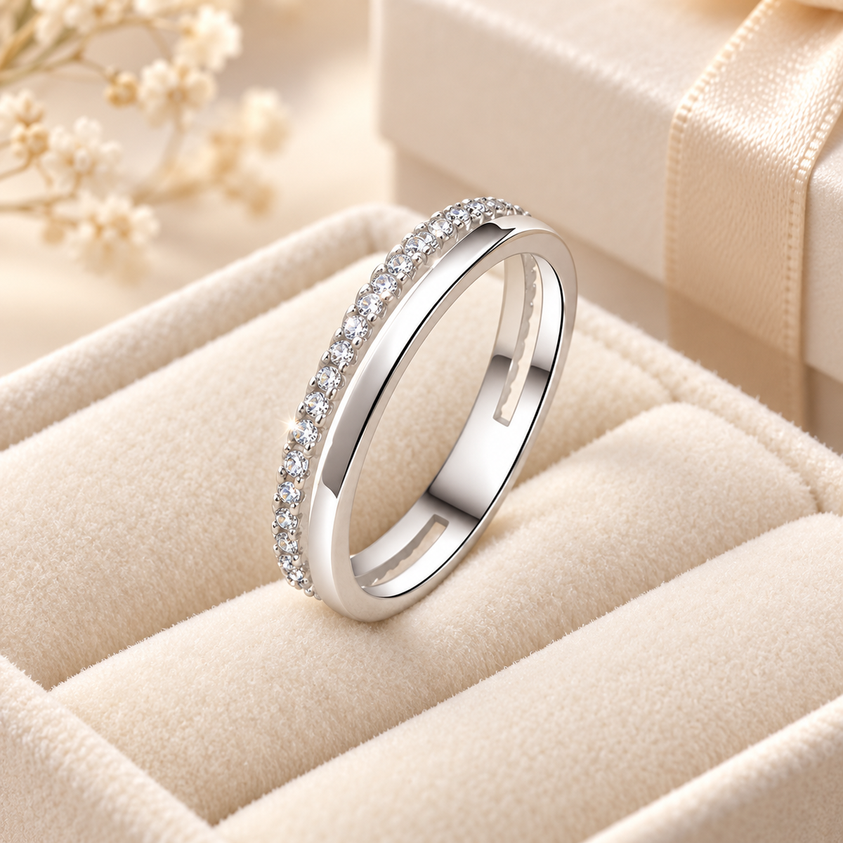 Double Row Zircon Ring for Everyday Styling