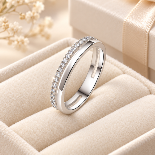 Double Row Zircon Ring for Everyday Styling