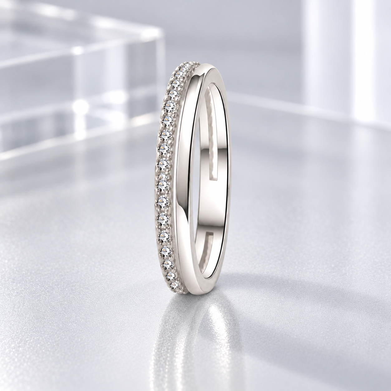 Double Row Zircon Ring for Everyday Styling