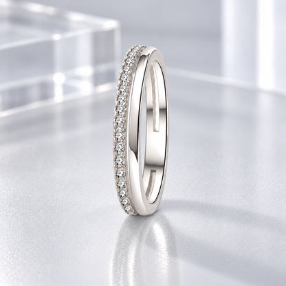 Double Row Zircon Ring for Everyday Styling